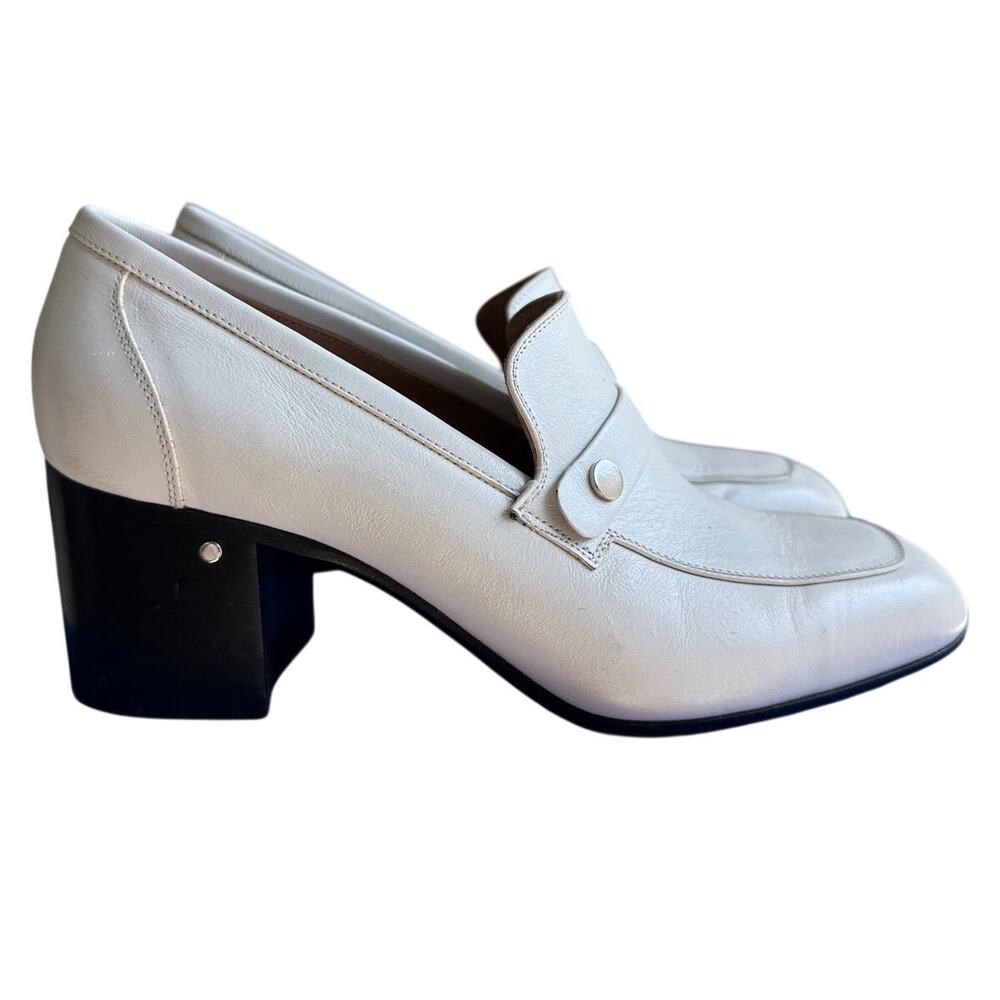 Laurence Dacade White Leather Tracy Heeled Loafers Shoes Italy - Picture 6 of 10